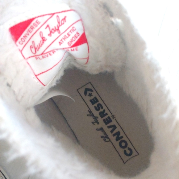 CONVERSE Leather Sherpa Lined Chuck Taylor All Star High Tops Shoes - Picture 14 of 15